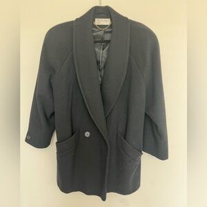 Vintage Pavilion Petite Black Pea Coat Wool size 14